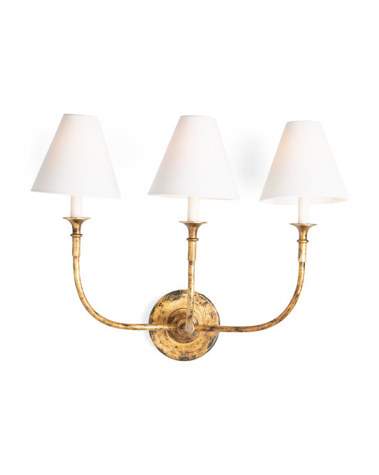 18.75in Piaf Triple Sconce With Linen Shades | TJ Maxx