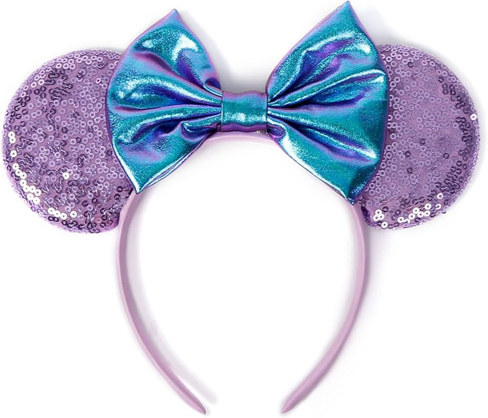 WOVOWOVO Mouse Ears Bow Headbands for Women Girls, Halloween Decoration Glitter Hairbands Party P... | Amazon (US)