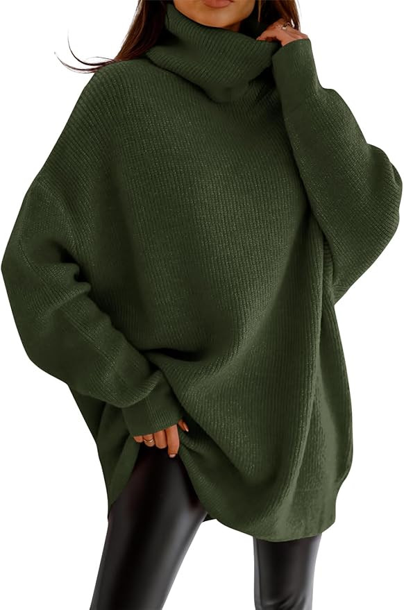 imesrun Womens Turtleneck Oversized Sweater Batwing Chunky Pullover Sweater Casual Fall Knit Jump... | Amazon (US)