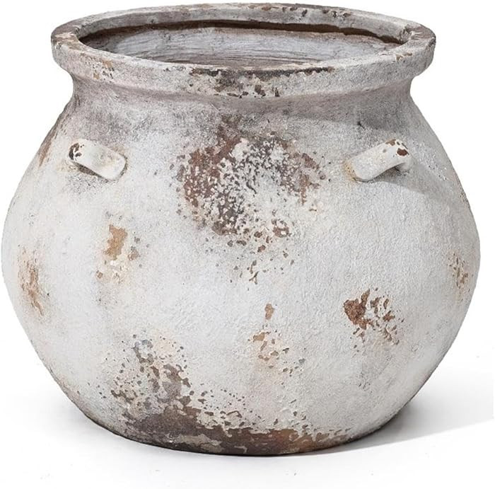 LuxenHome 15'' Dia Round Large Plant Pots, Off White Indoor Outdoor Planters with Drainage Holes,... | Amazon (US)