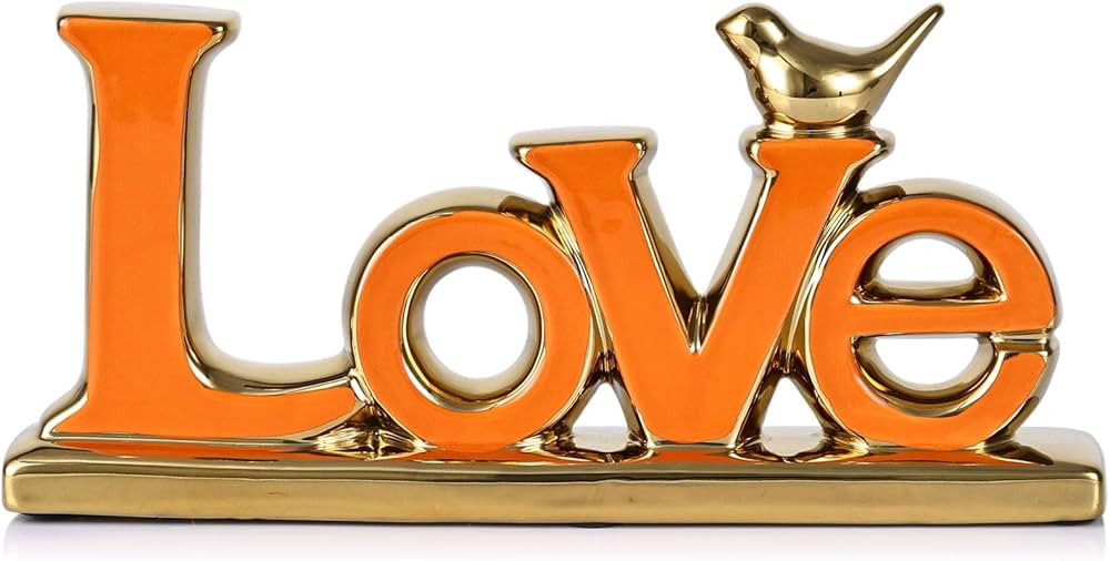 Love Sign Decoration,Orange and Gold Love Signs for Home Decor,Gold Bird Sculpture Personalized L... | Amazon (US)