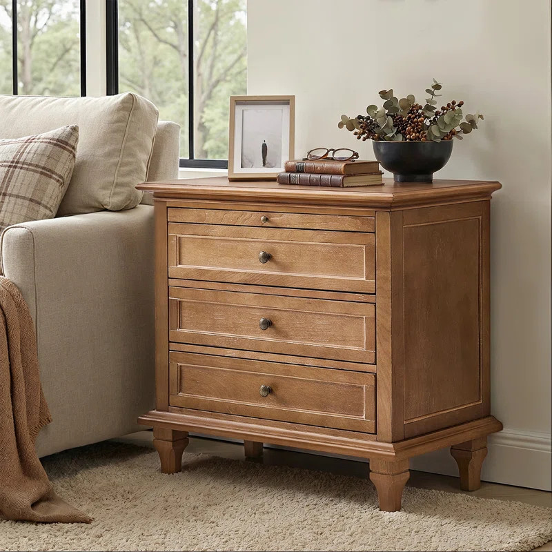 Arthelia Traditional 28.37''W 3-Drawer End Table with Charging Station and Pull-out Shelf | Wayfair North America