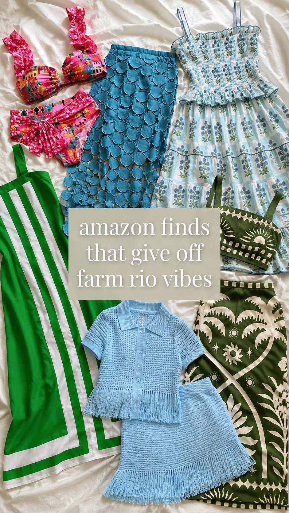 amazon finds that give off farm rio vibes 🌴✨ colorful, bold, tropical pieces that are perfect for vacation, beach trips, summer brunches, resort outfits, and warm-weather weekends. obsessed with the bright prints, fun textures, statement colors, and boutique-inspired pieces that look so much more expensive than they are. comment “farm rio” and i’ll send the links 🫶

#amazonfinds #amazonfashion #farmrioinspired #farmriovibes #colorfulfashion #summeroutfits #vacationoutfits #resortwear #beachoutfit #tropicalstyle #amazonfavorites #ltkfinds #collegegirlstyle #summerfashion #affordablefashion
 

 #LTKSwim #LTKTravel #LTKWedding