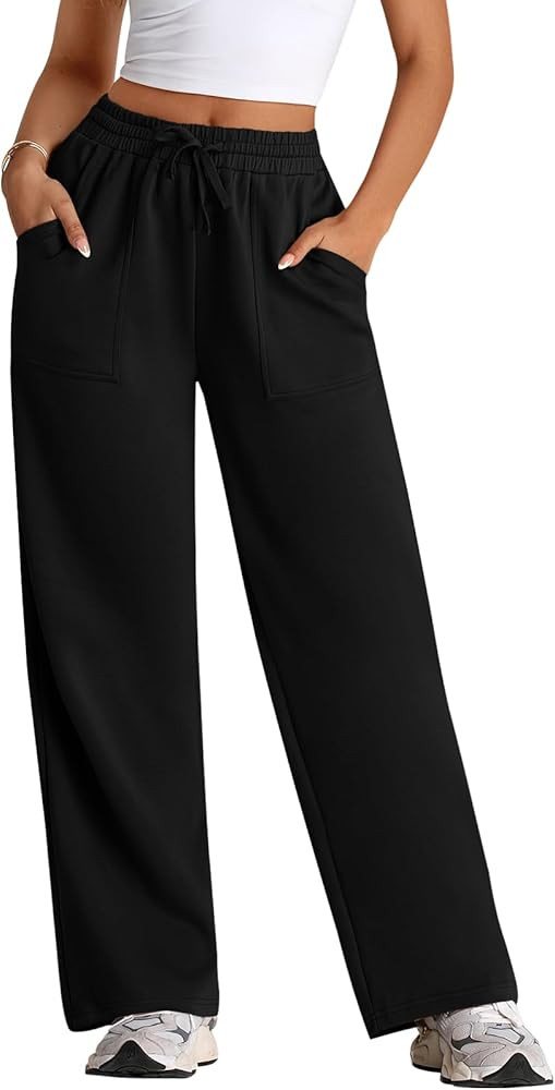 PRETTYGARDEN Women Sweatpants 2024 Trendy Lounge Outfits Straight Leg High Waisted Joggers Casual... | Amazon (US)