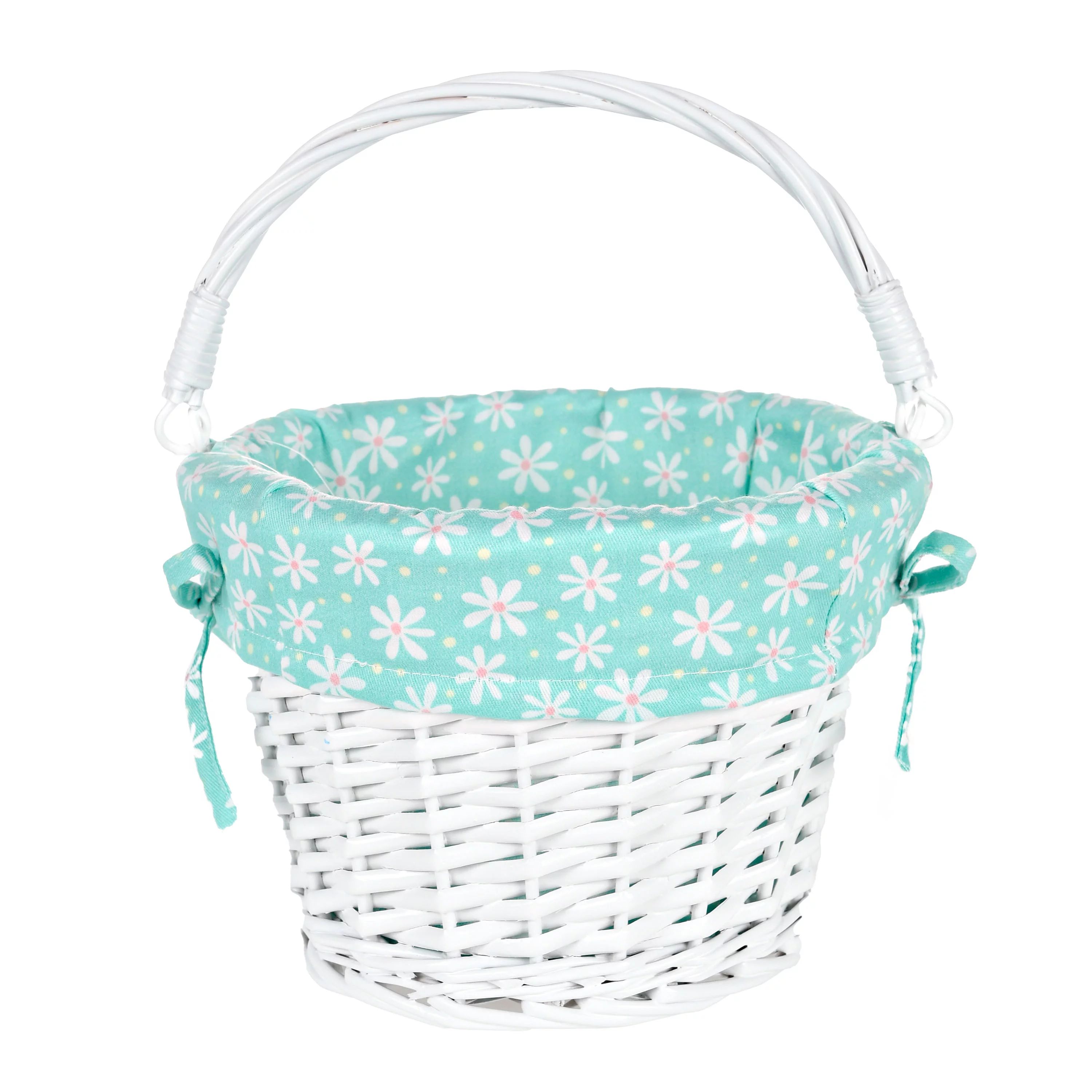 Way To Celebrate Easter Basket with Liner, White Flowers - Walmart.com | Walmart (US)