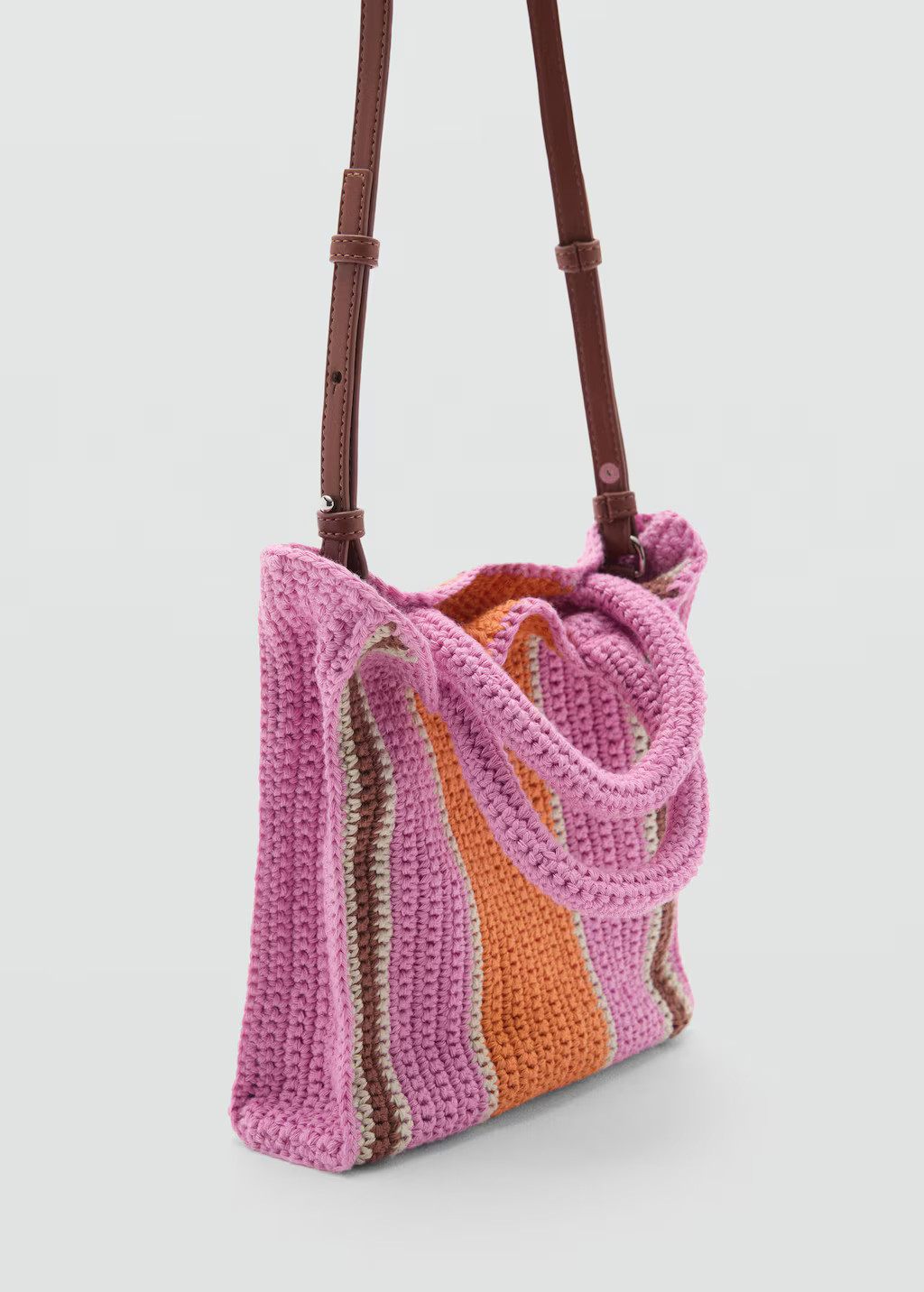 Crochet shopper bag pink - Woman - One size - MANGO | Mango (US/MX/AU)