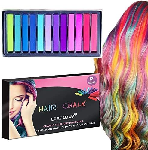 Hair Chalk,12 Color Hair Chalk Paint,Hair Chalk Set,Temporary Washable Hair Color Dye for Kids,No... | Amazon (US)