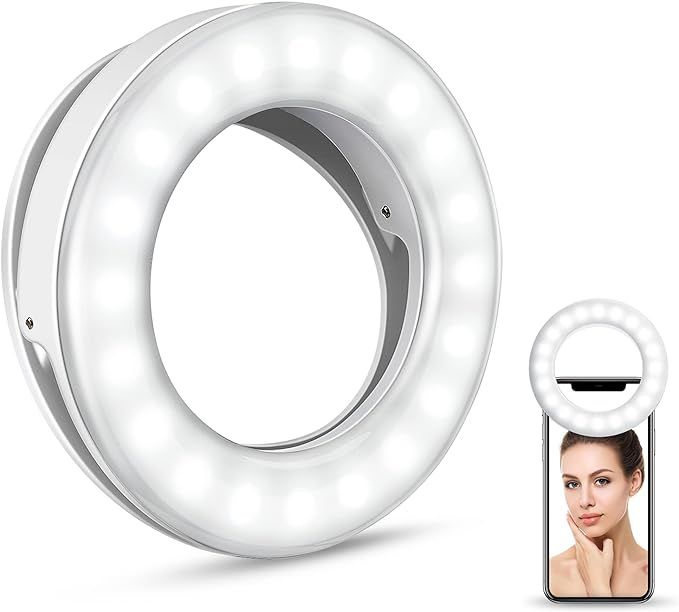 Selfie Ring Light , Rechargeable Selfie Fill Light with Retaining Clip On, Video Conference Light... | Amazon (US)