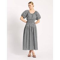 Albaray Cotton Rich Gingham Midi Waisted Dress Black Mix | Marks & Spencer (UK)