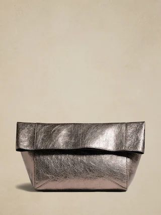 Leather Pieced Oversized Clutch | Banana Republic Factory