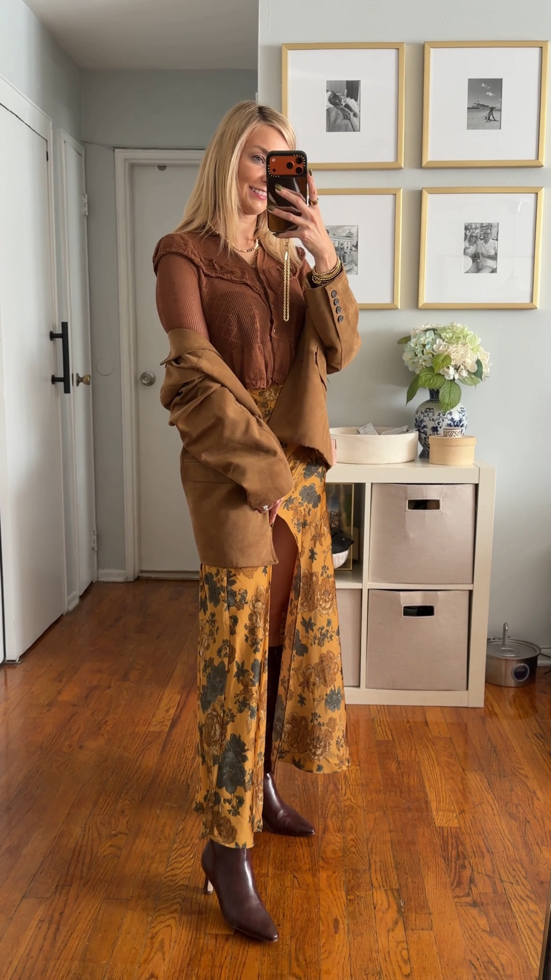 Satin skirt which is perfect for fall - matched it crochet Zara top, brown boots and faux suede jacket. Wore it the event and to run some errands but that would be amazing fall brunch outfit too!

Fall skirt, midi skirt, floral skirt, satin skirt, fall jacket, fall fashion, fall outfit idea, fall boots, satin skirt outfits, thanksgiving outfit

#LTKSeasonal #LTKTall #LTKStyleTip