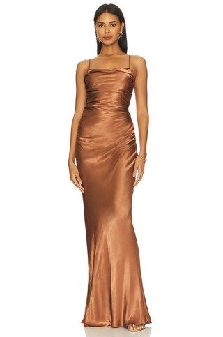 Shona Joy La Lune Ruched Backless Slip Dress in Almond from Revolve.com | Revolve Clothing (Global)