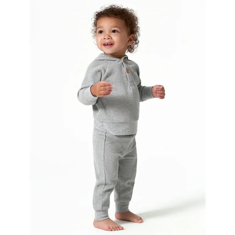 Modern Moments by Gerber Baby Boy Waffle Hoodie & Pant Outfit Set, 2-Piece, Sizes 0/3-24 Months -... | Walmart (US)