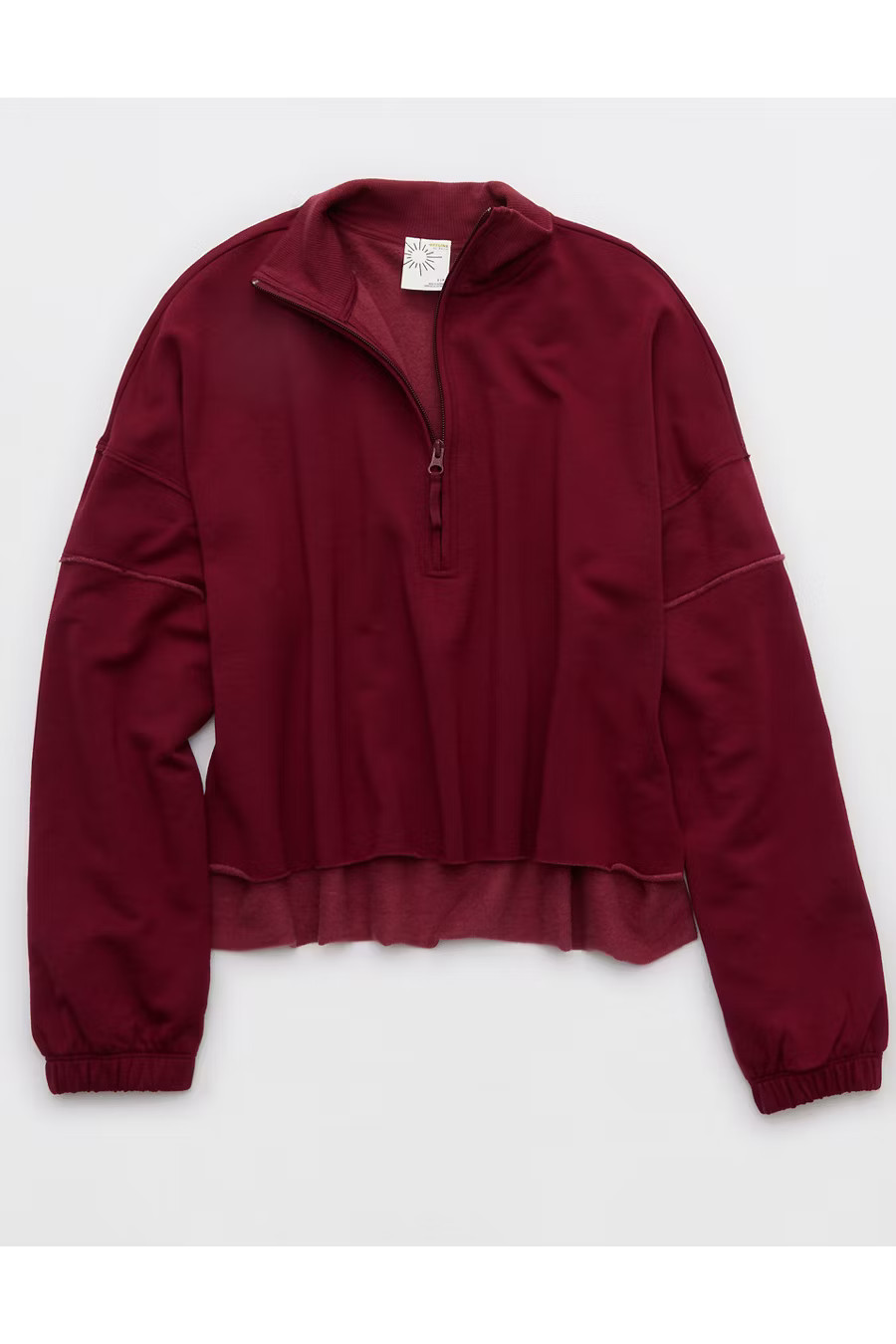 OFFLINE By Aerie OTT Seamed Quarter Zip Sweatshirt Women's Deep Cherry S | Aerie