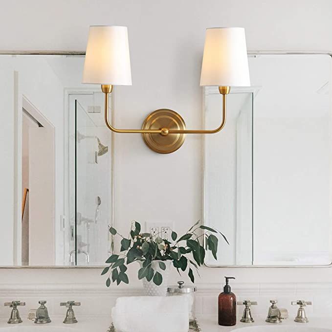 Safavieh SCN4015A Ezra Brass Gold 2-Light Wall (LED Bulbs Included) Sconce | Amazon (US)