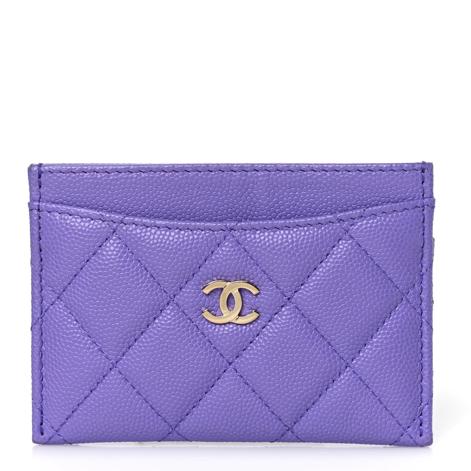 Caviar Quilted Card Holder Purple | FASHIONPHILE (US)