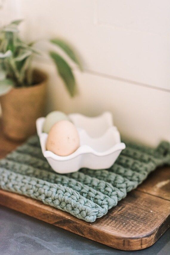 Sage Crochet Pot Holder | Handmade Farmhouse Pot Holder | Neutral Cottage Pot Holder | Handmade H... | Etsy (US)