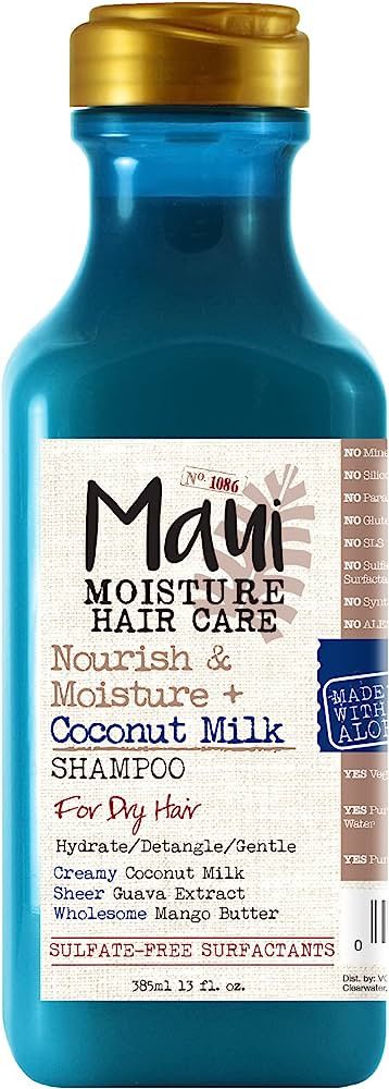 Maui Moisture Nourish & Moisture + Coconut Milk Shampoo to Hydrate and Detangle Curly Hair, Light... | Amazon (US)