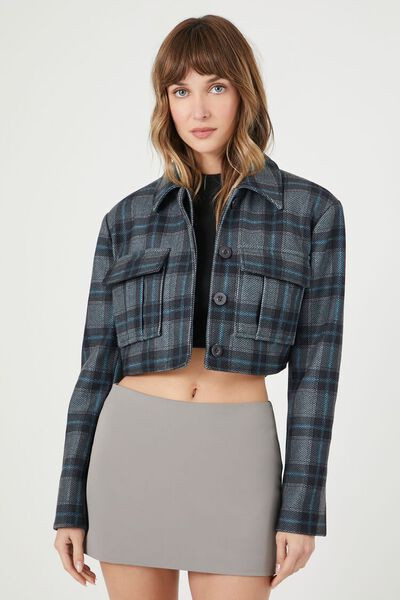 Cropped Plaid Shacket | Forever 21