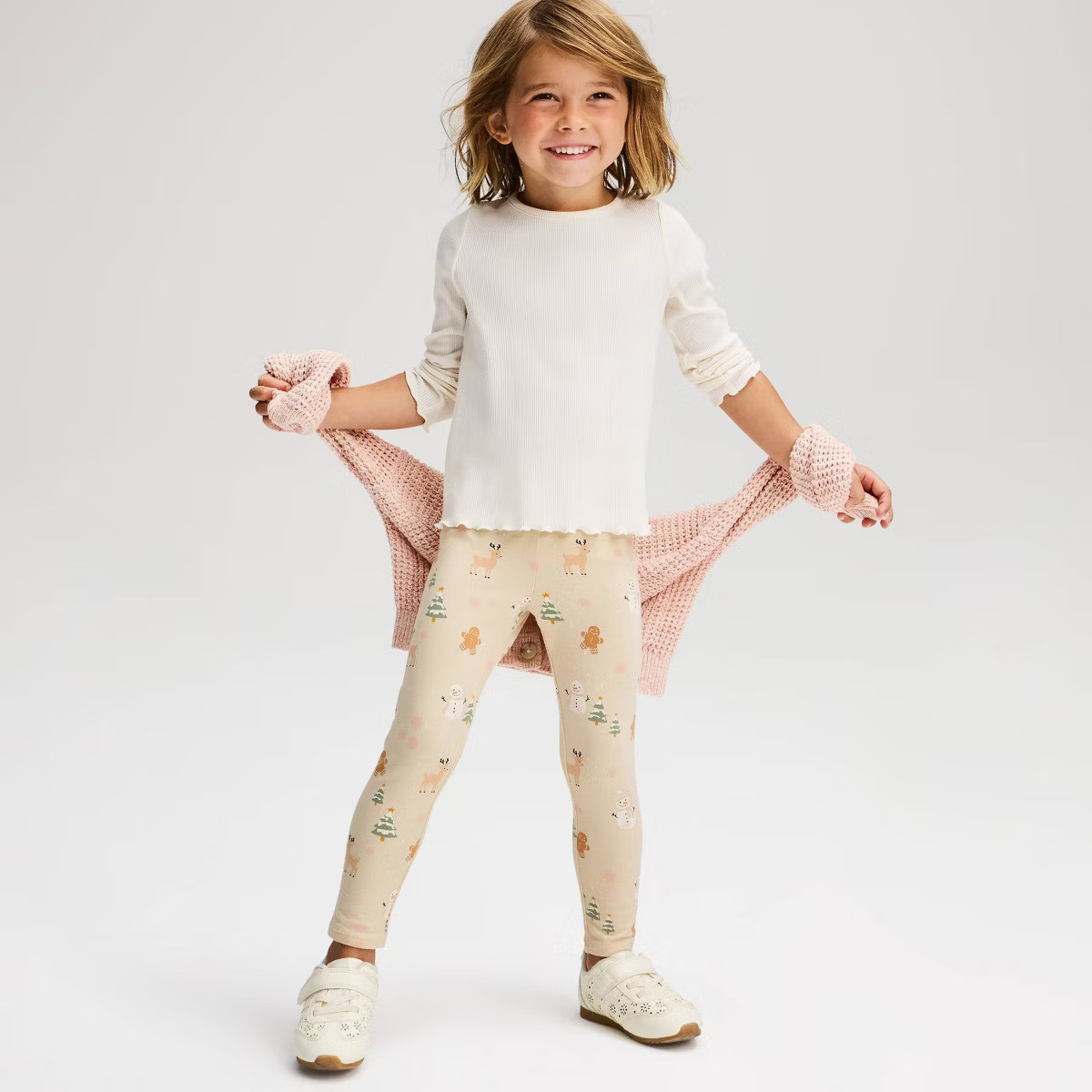 Baby Girls' Holiday Snowman Print Leggings - Cat & Jack\u2122 Cream 12M | Target