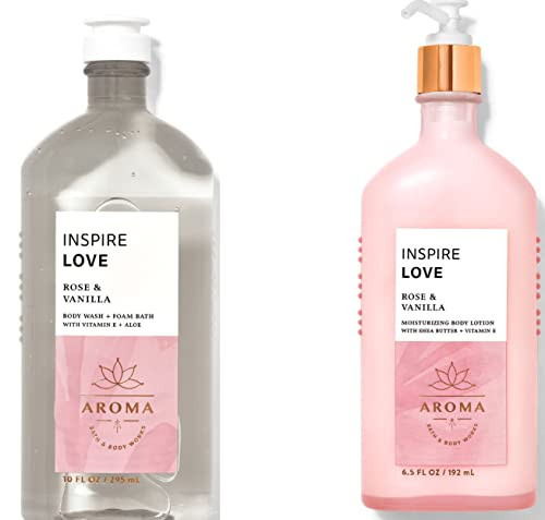 BATH AND BODY WORKS Aromatherapy LOVE - ROSE & VANILLA Duo Body Lotion and Body Wash Full Size | Amazon (US)