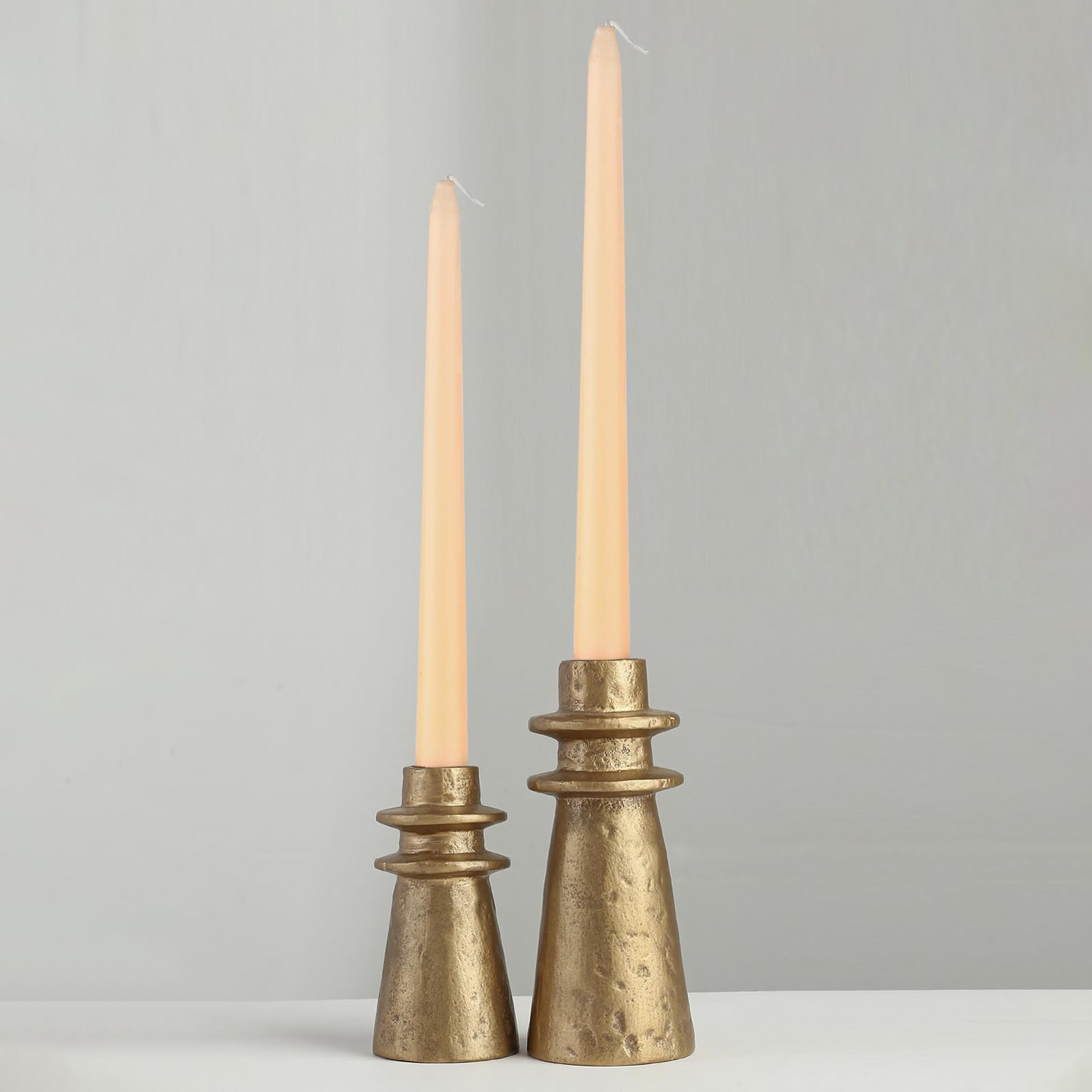 Vintage Brass Handcrafted Iron Taper Candle Holders - Set of 2 Decorative Candle Stands for Weddi... | Amazon (US)