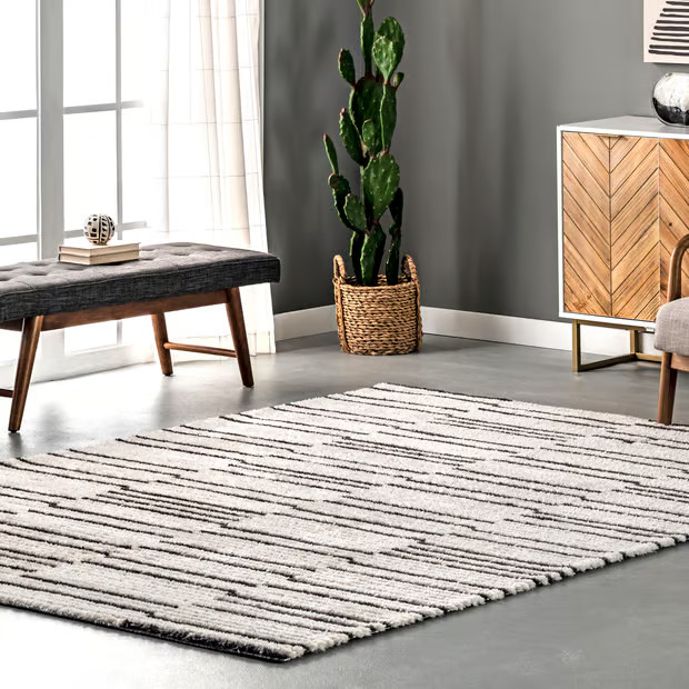 Beige Betty Abstract Striped Area Rug | Rugs USA