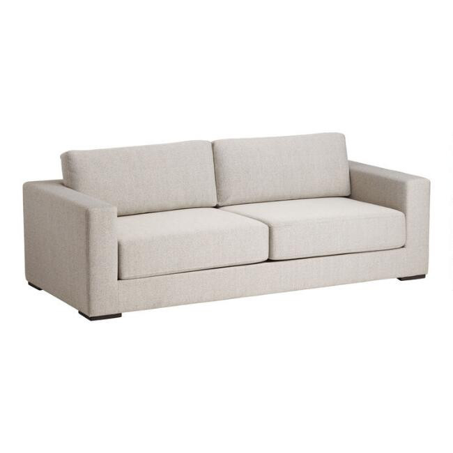 Ellison Onyx Ivory Twill Wide Track Arm Sofa | World Market