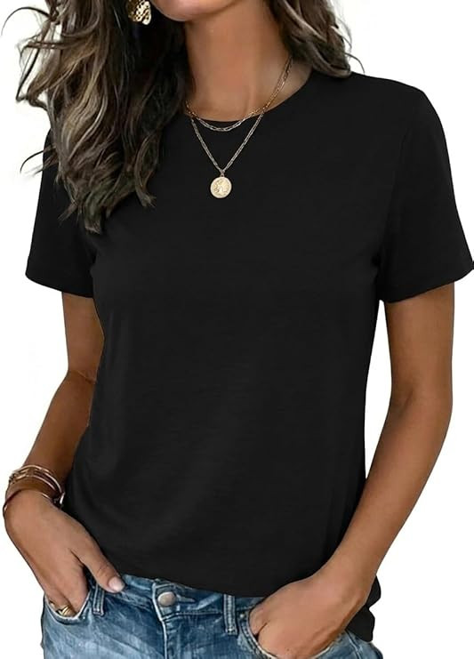 Zeagoo Womens Tshirt Short Sleeve Summer Tops Crewneck Casual Basic Tee Shirts Spring Clothes Tre... | Amazon (US)