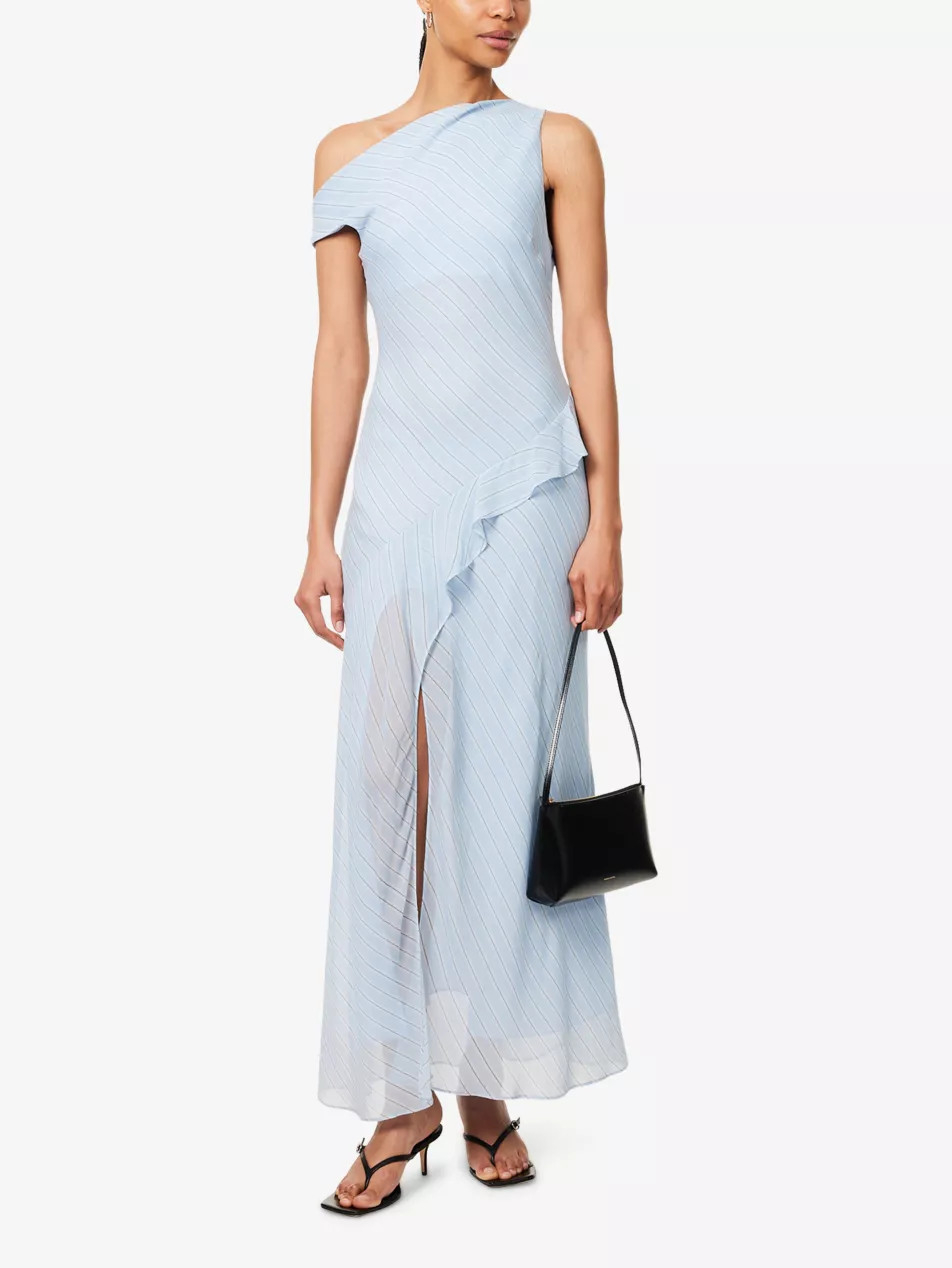Esra Asymmetric-Neckline Woven Maxi Dress | Selfridges