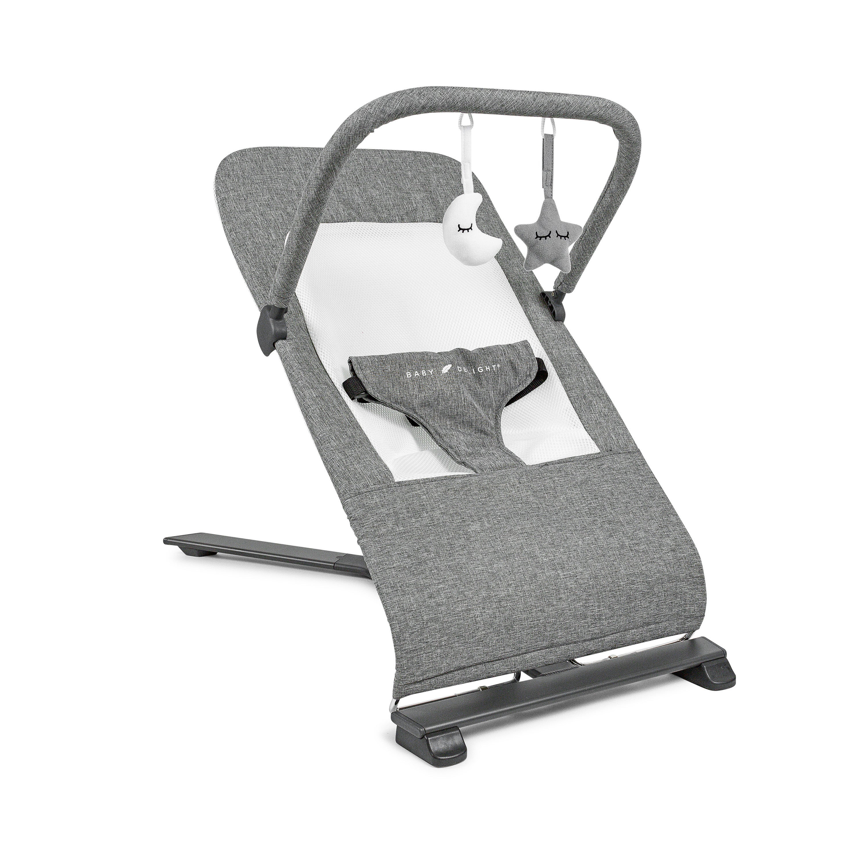 Alpine Deluxe Portable Bouncer - Charcoal Tweed | Baby Delight