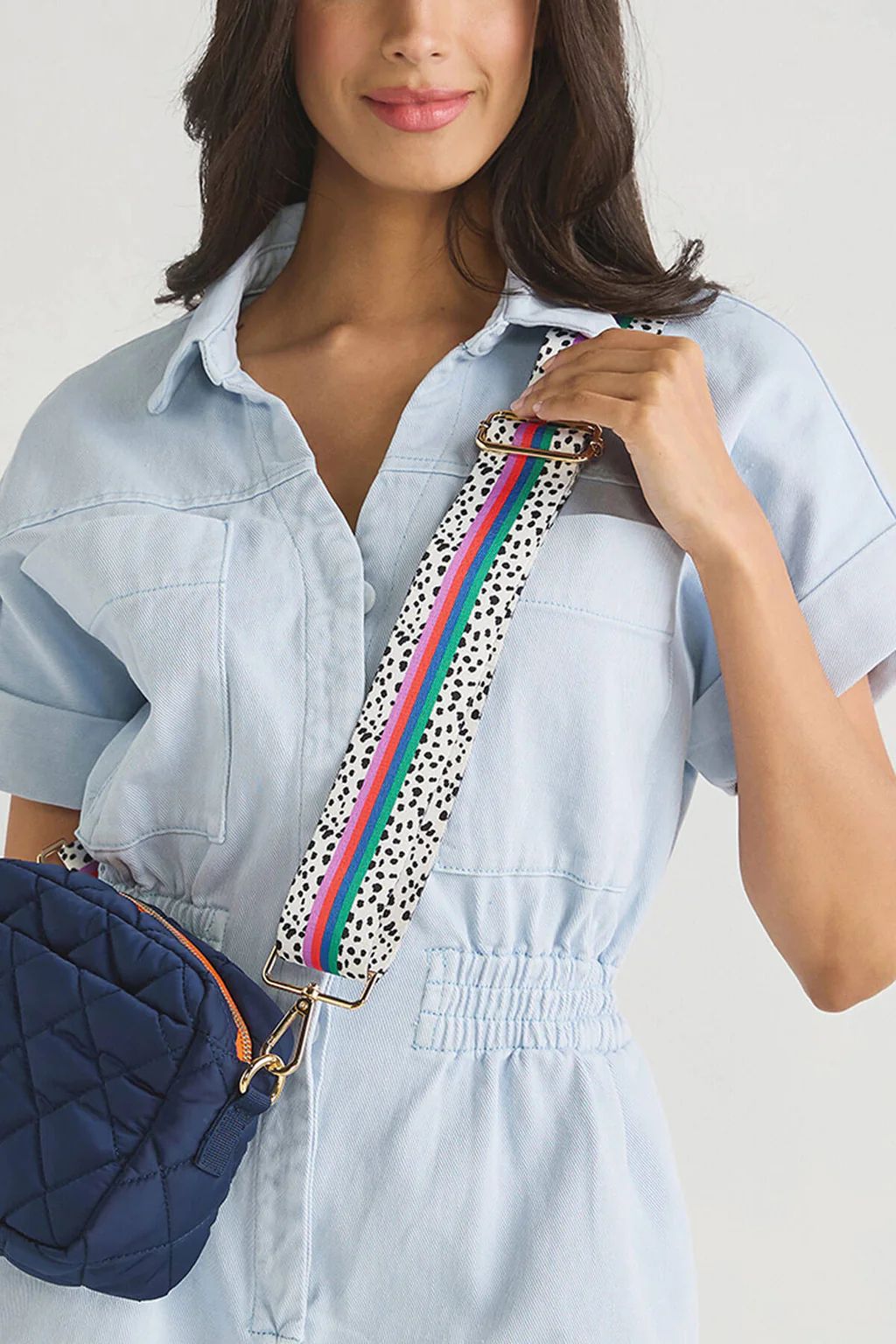 Hello Happiness X Social Threads Multi Stripe Spotted Bag Strap | Social Threads
