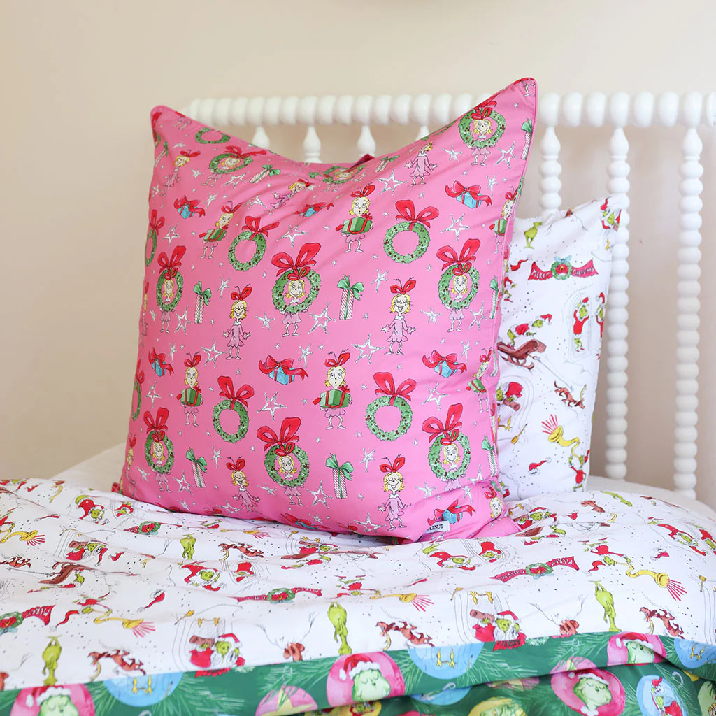 Pink Euro Sham | Dr. Seuss Cindy Lou Who | Posh Peanut