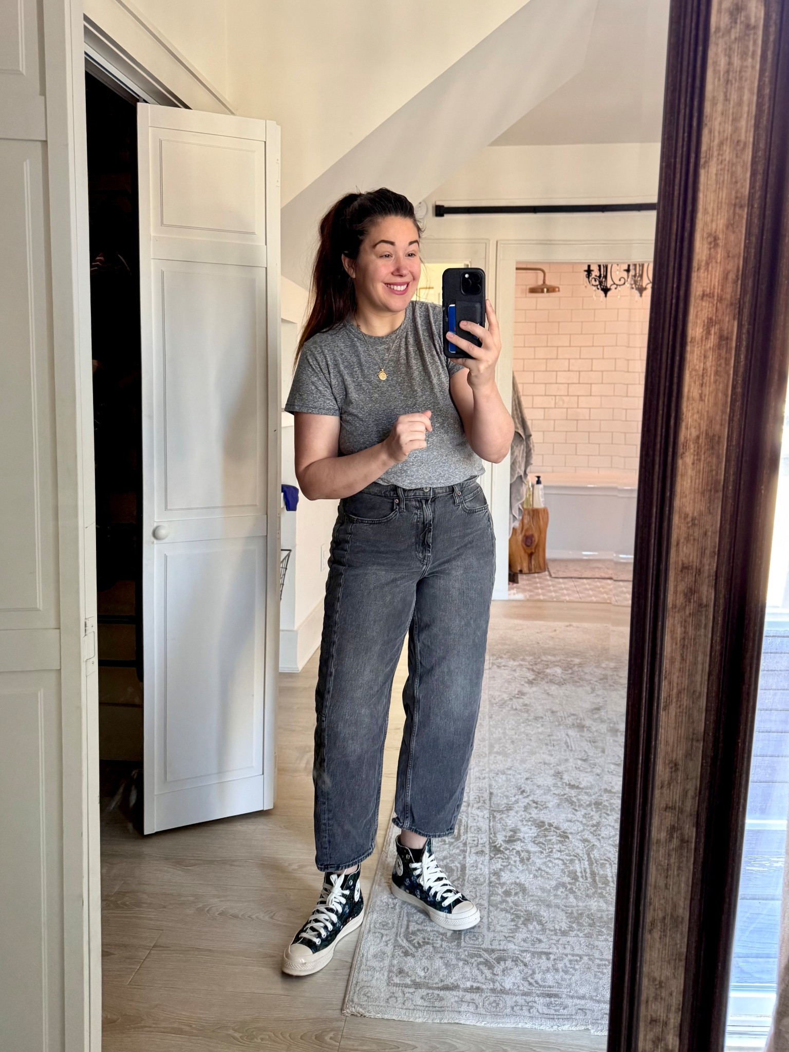 Giving the barrel leg trend a try (barrel-leg lite)! I like that these just have a hint of the style. A gal wore these to one of my workshops and looked so cute! I got a regular length, at 5’7” could have probably gone tall… but these work with my new hi-top Converse 👍🏼

#LTKOver40 #LTKMidsize #LTKShoeCrush