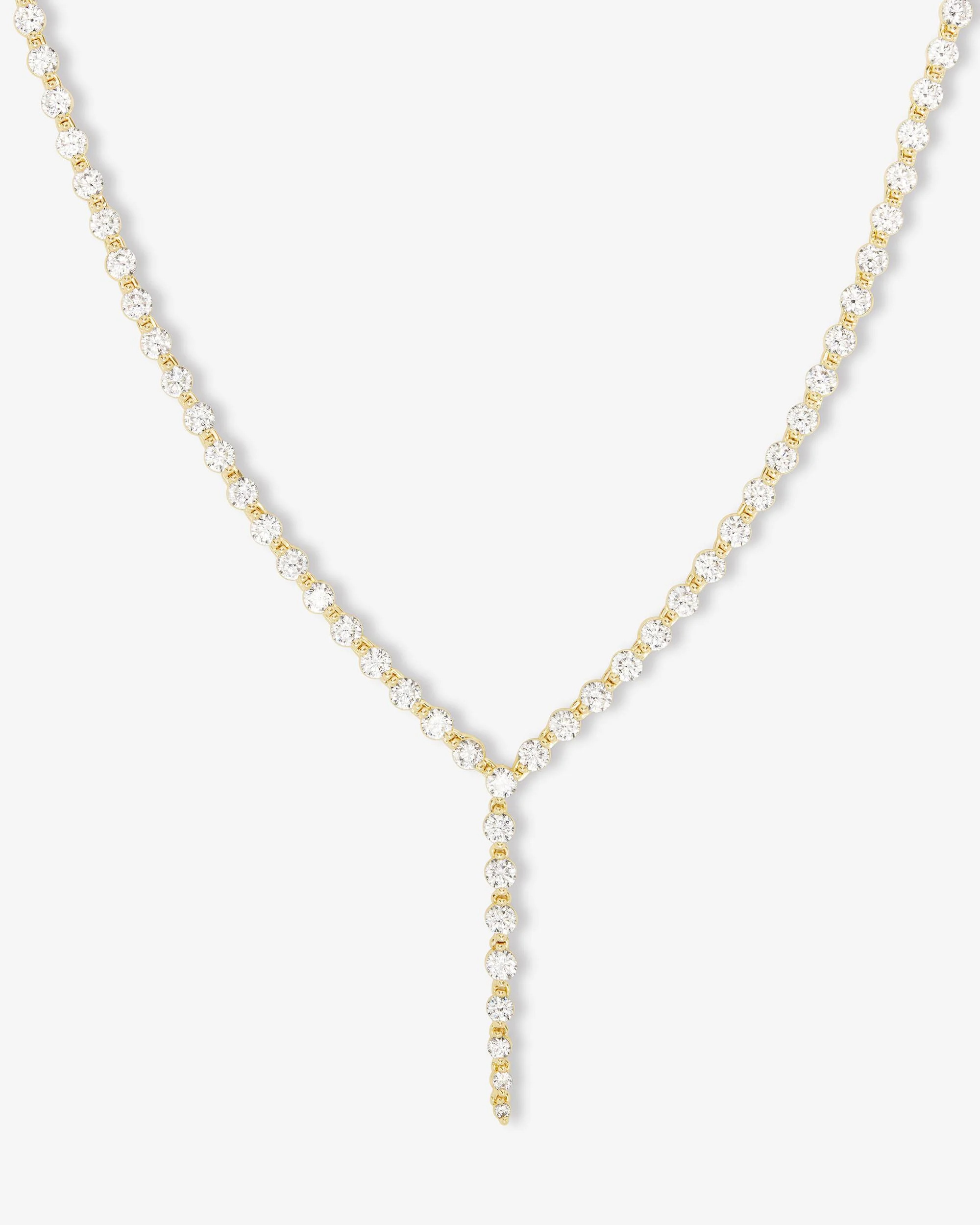 She's an Icon Lariat Tennis Necklace 16"" - Gold|White Diamondettes | Melinda Maria Jewelry