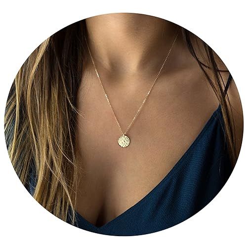 Befettly Moon Pendant Necklace 14k Gold Fill Dainty Hammered Moon Phase Gold Choker Simple Cresce... | Amazon (US)