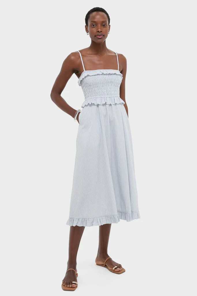Blue and White Stripe Karine Midi Dress | Tuckernuck (US)