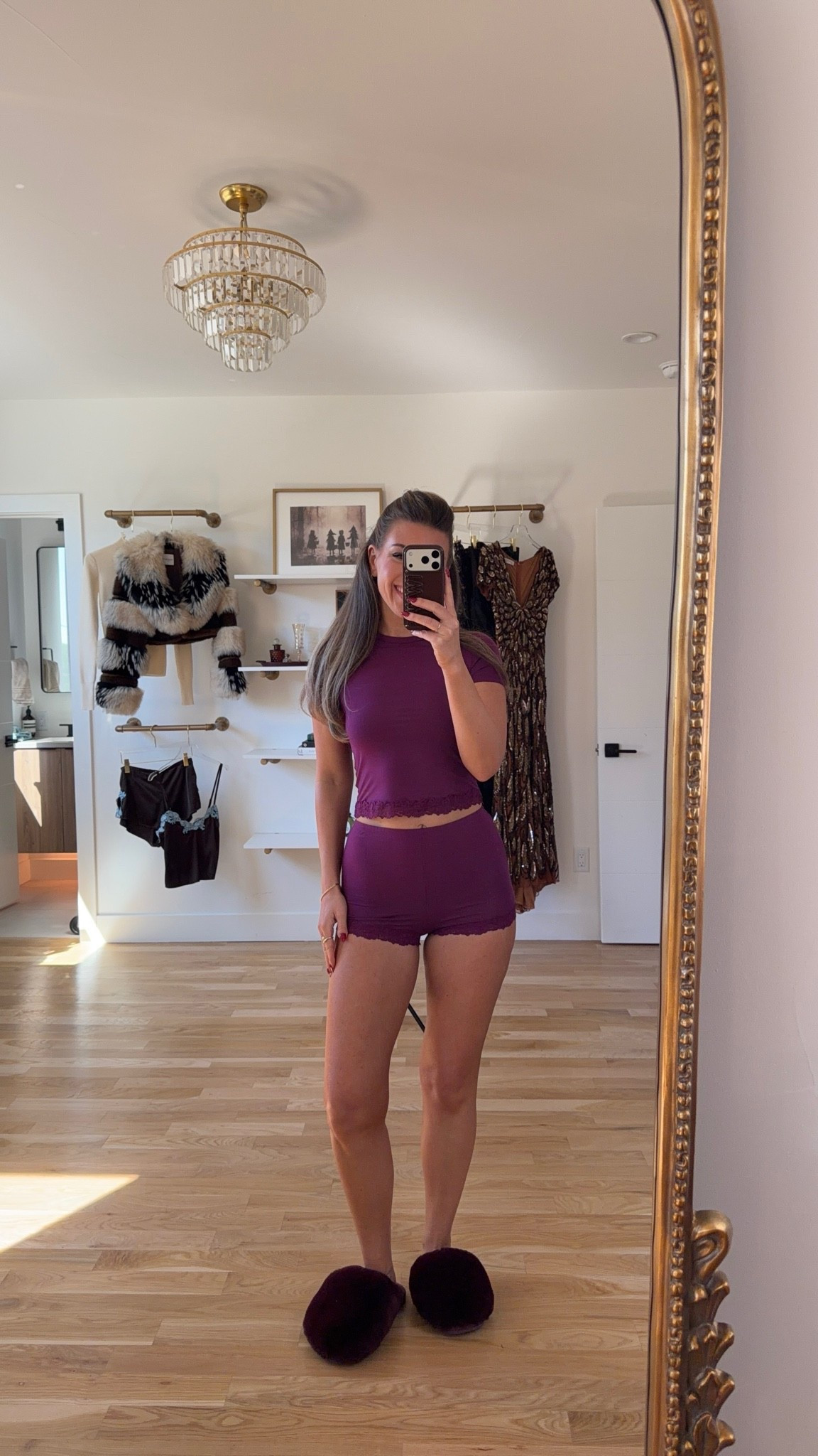 plum stretch-knit pajama set with lace trim, short-sleeve cropped top and matching shorts Victoria’s Secret sleep set ✨

wearing smalls & mediums on bottoms

lingerie, matching sets, underwear, bra, panties, nighty, pjs, Victoria’s Secret, intimates, babydoll, robe

#LTKootd #LTKselfcare #LTKgrwm