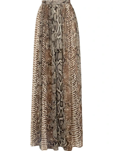 Elie Saab - Snake-print Georgette Maxi Skirt - Brown | NET-A-PORTER (UK & EU)