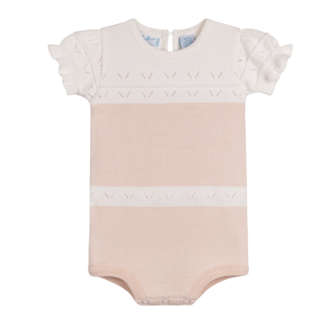 Girls Pointelle Contrast Knit Romper | Feltman Brothers
