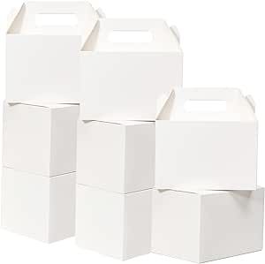 Shallive 15 Pcs Large Treat Boxes 9x6x6 Inch White Gable Gift Boxes with Handle Kraft Lunch Boxes... | Amazon (US)
