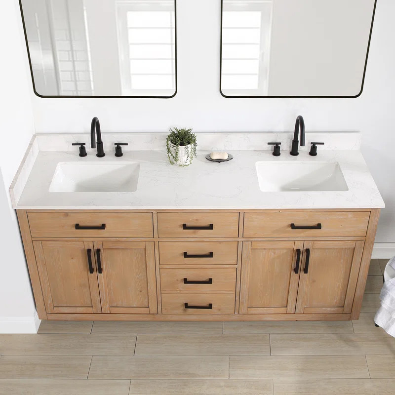 Akright 72'' Double Bathroom Vanity with Cultured Marble Top | Wayfair North America