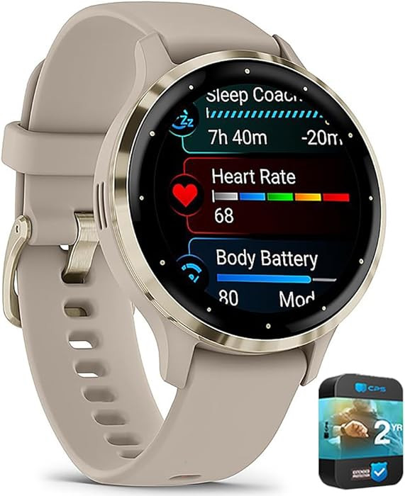 Garmin 010-N2785-02 Venu 3S Health Fitness GPS Smartwatch Soft Gold Bezel/Gray Band 41mm (Renewed... | Amazon (US)