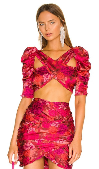 Alia Cross Front Crop Top in Red | Revolve Clothing (Global)