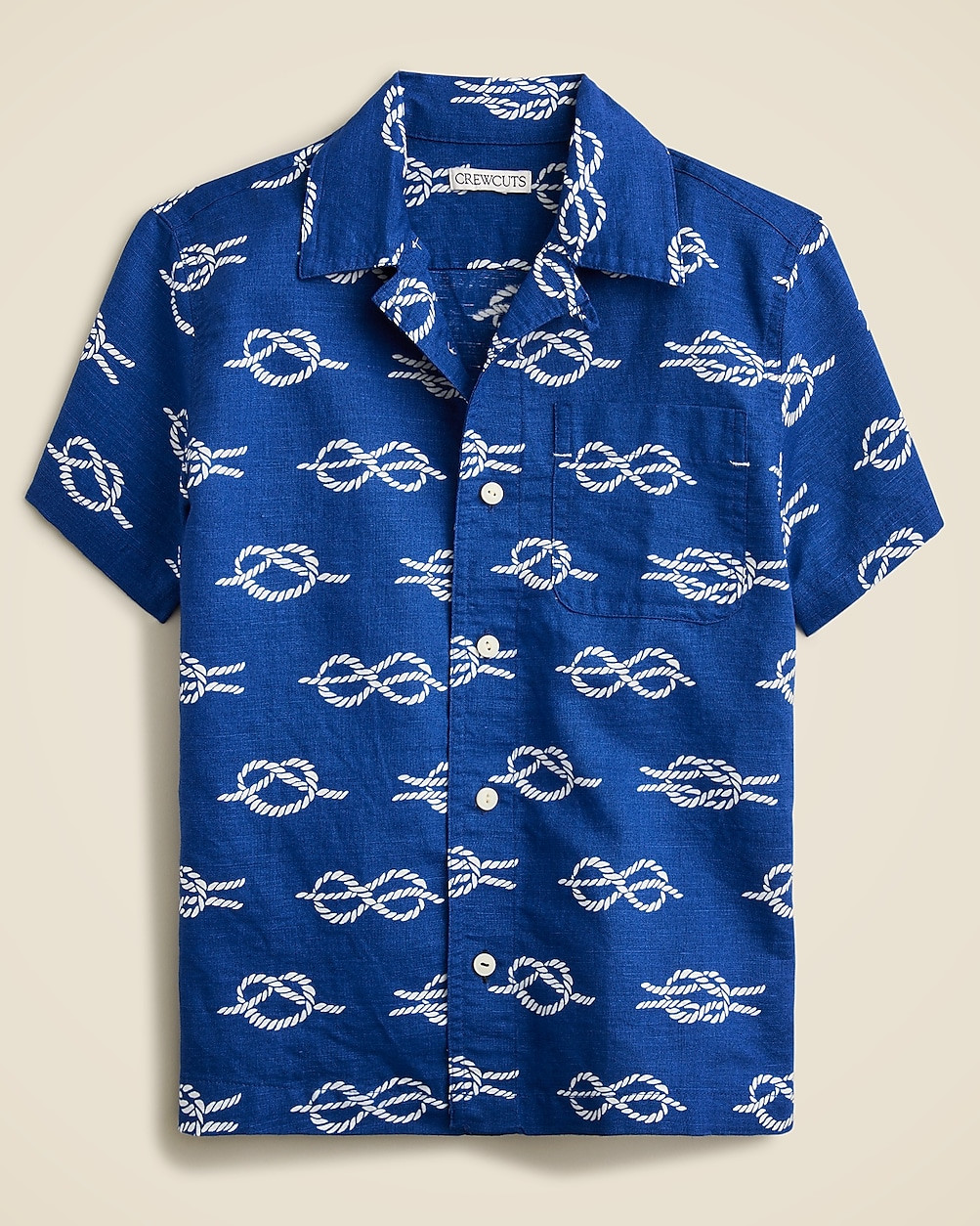 Kids' printed short-sleeve camp shirt in linen-cotton blend | J. Crew US