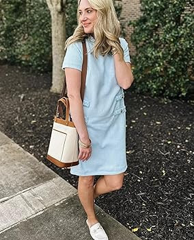 Womens Tweed Jackie Dress Elegant Crew Neck Short Sleeve Button Bodycon Mini Dress | Amazon (US)