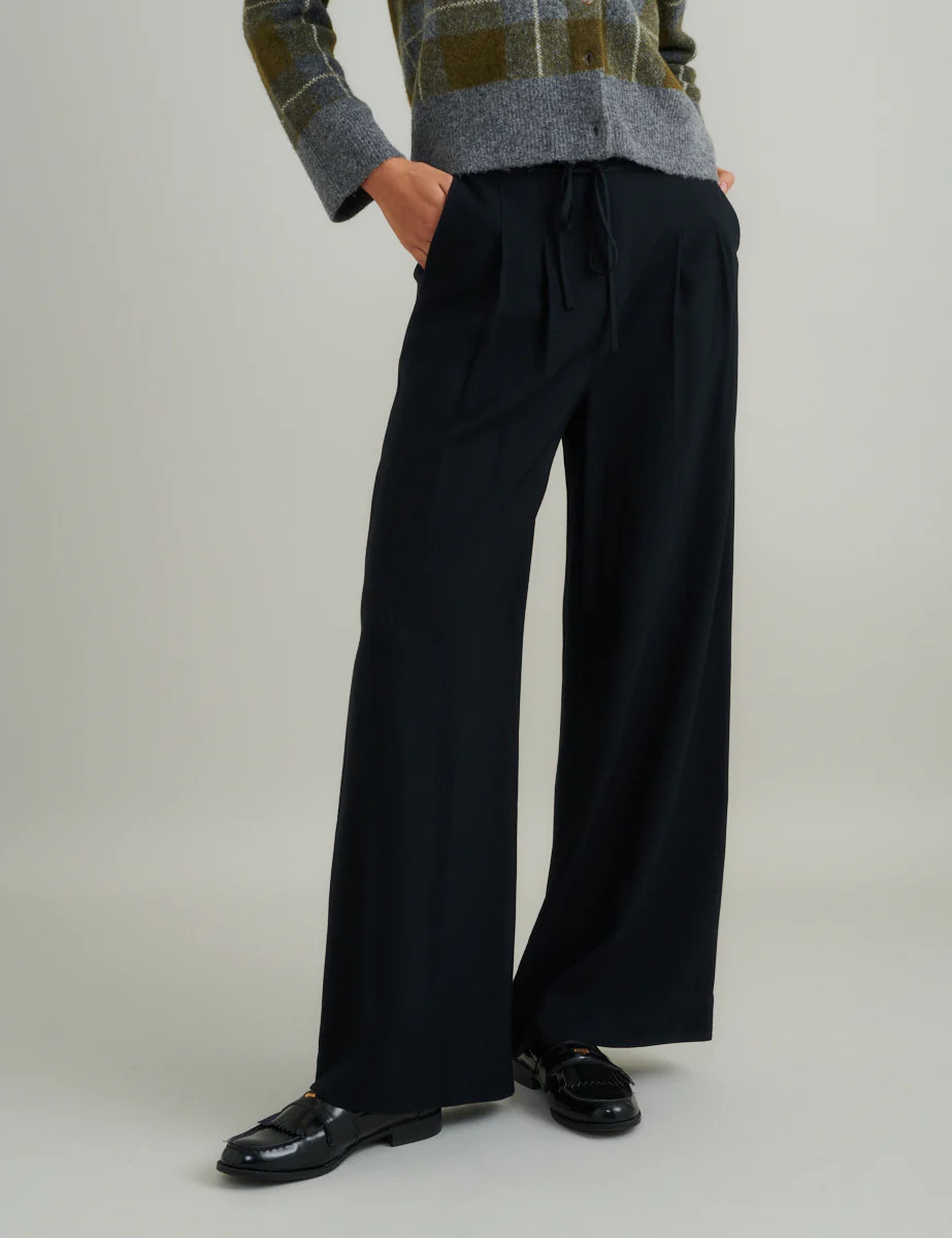 Black Tie Waist Wide Leg Trousers | Nobody's Child