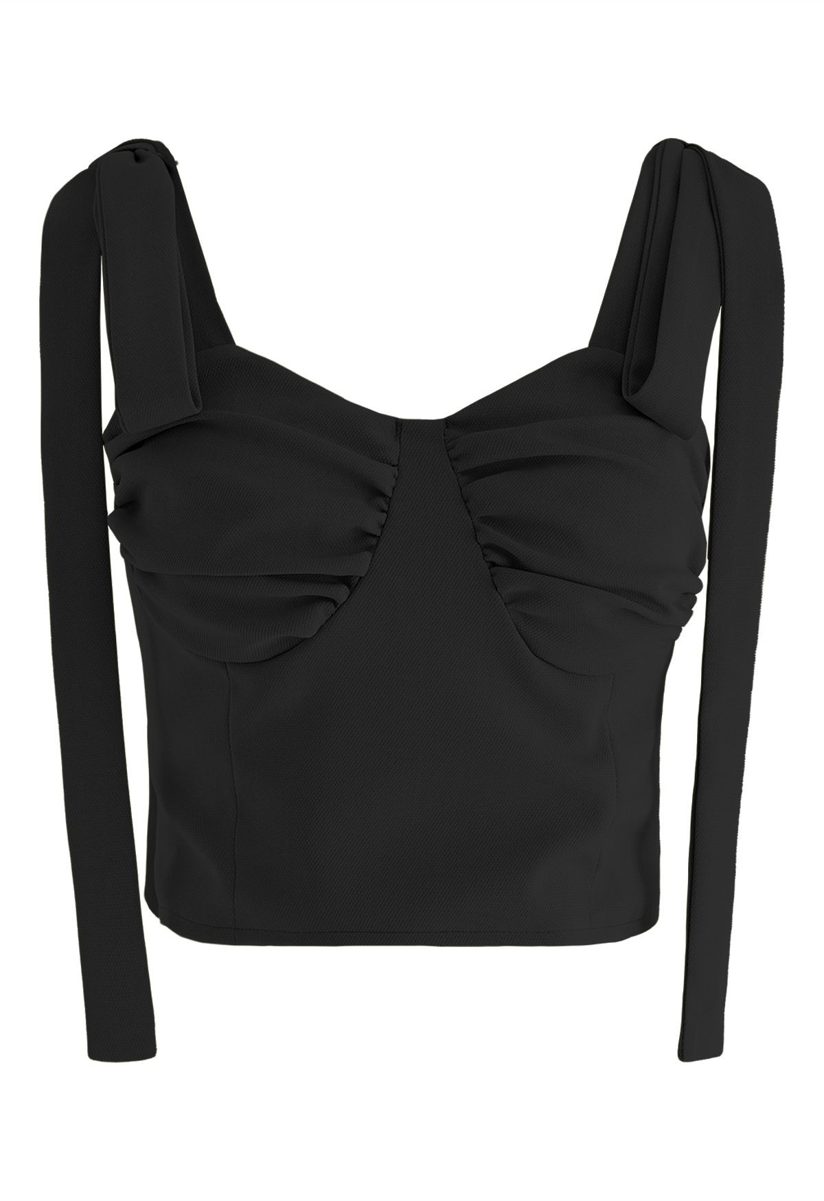 Tie-Strap Bustier Crop Top in Black | Chicwish