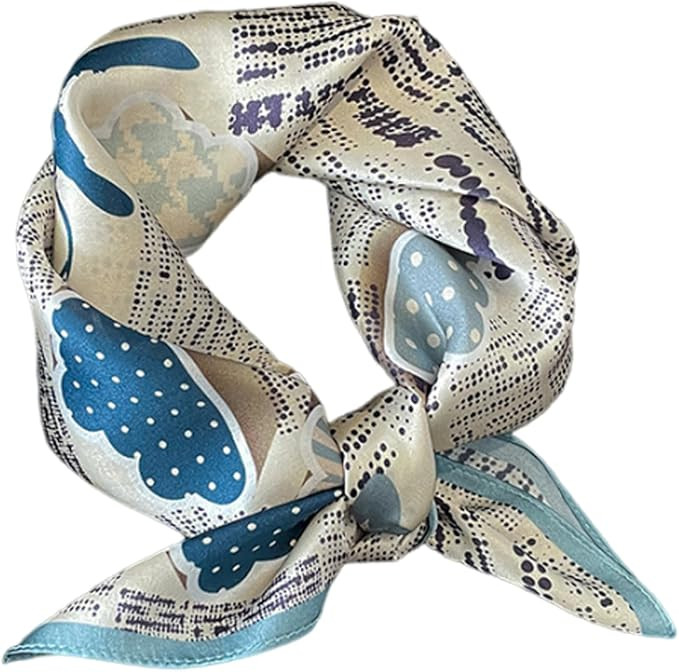 Aufeel 100% Real Mulberry Silk Women Small Square Neck Scarfs 21" Lightweight Headscarf Printed N... | Amazon (US)