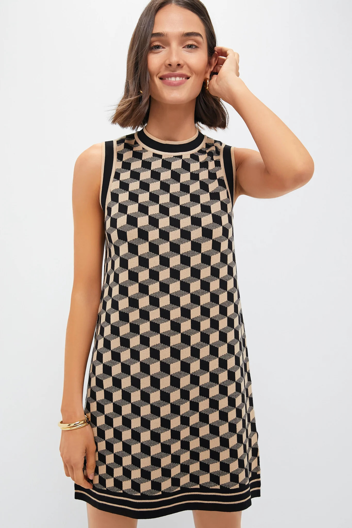 Onyx and Camel Knit Geo Marie Dress | Tuckernuck (US)